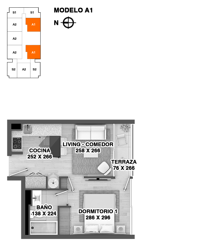 Santos Dumont, Etapa A2 / Departamentos - Depto A1