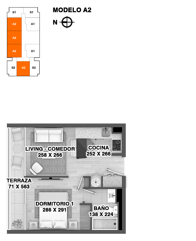 Santos Dumont, Etapa A2 / Departamentos - Depto A2