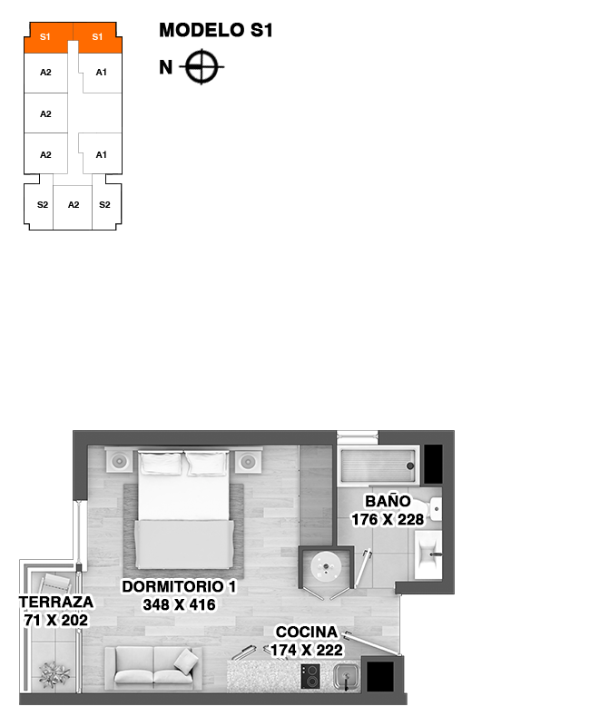 Santos Dumont, Etapa A2 / Departamentos - Depto S1