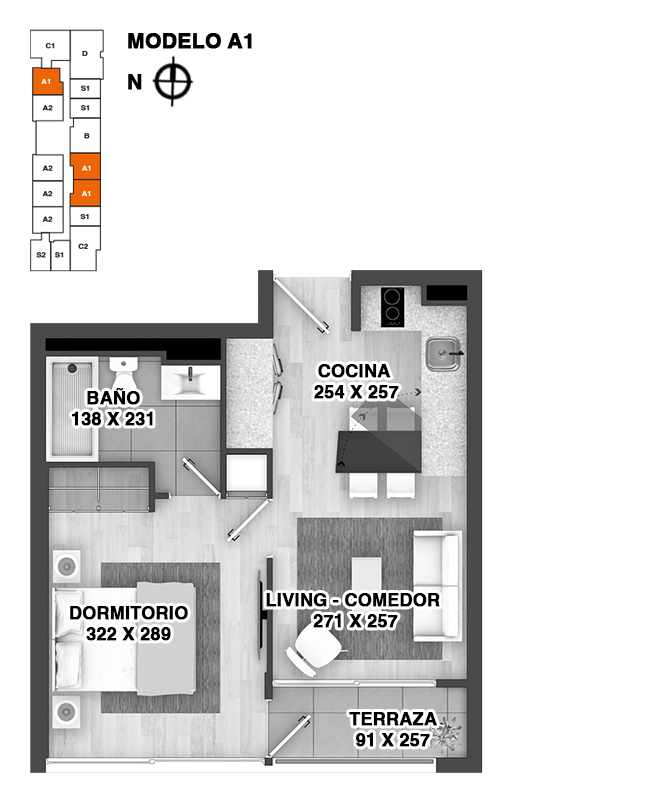 Santos Dumont, Etapa B - Depto A1